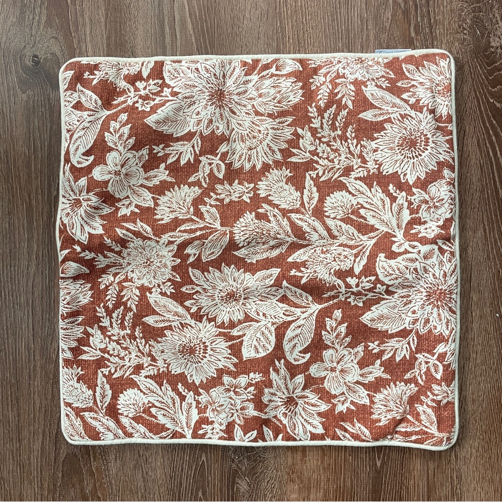 The Farmhouse by Rachel Ashwell Rust Floral Throw Accent Pillow Cover